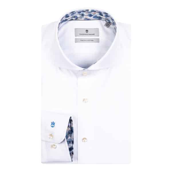 Thomas Maine Paint Splodges Trim Collar Bari White Shirt