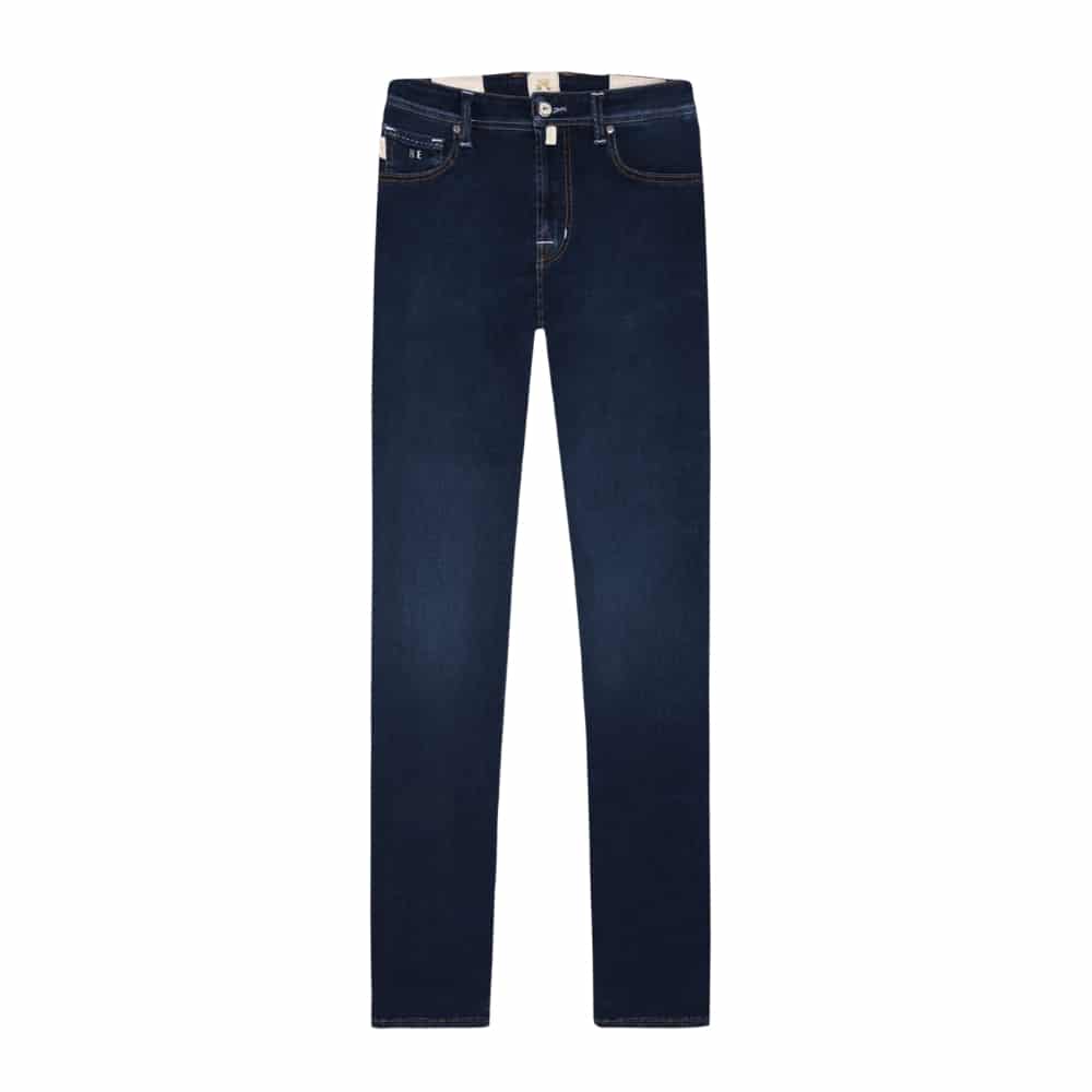 Tramarossa Leonardo Zip SS Purple Coloured Stitch Dark Blue Jeans