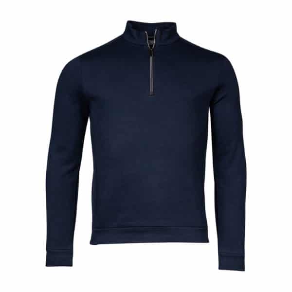 Thomas Maine Technical Stretch Navy Half Zip Sweatshirt