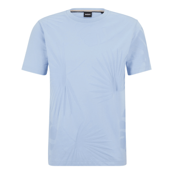 BOSS MERCERISED-COTTON T-SHIRT WITH HAWAIIAN-INSPIRED TONAL JACQUARD