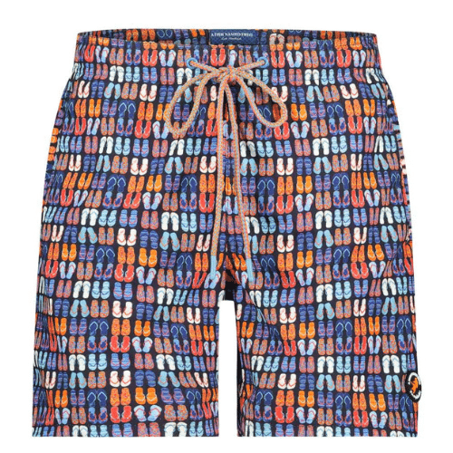 A Fish Named Fred Fish Flip Flop Print Navy Swim Shorts