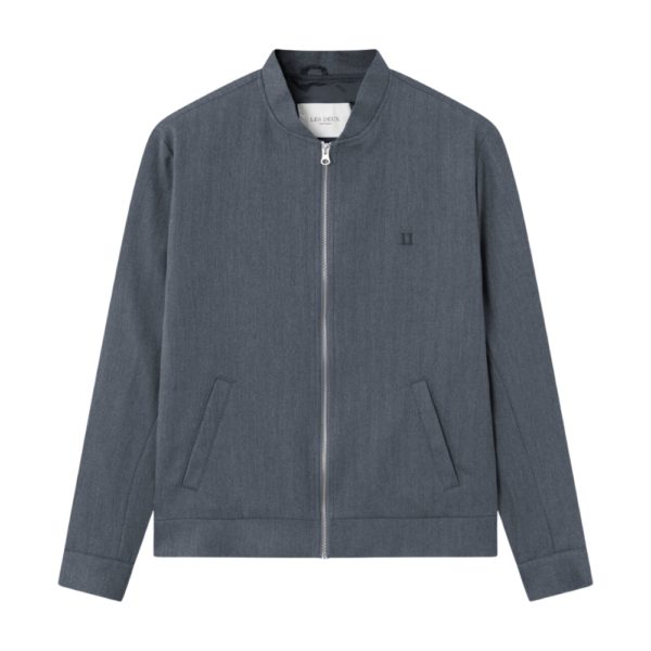 Les Deux Como Herringbone Charcoal Bomber Jacket