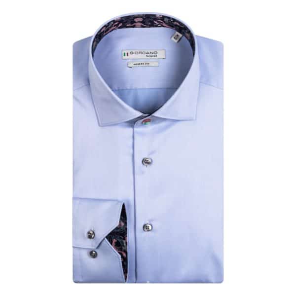 Giordano Maggiore Greek Mythology Trim Semi Cutaway Light Blue Shirt