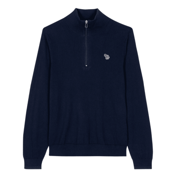 PAUL SMITH NAVY ZEBRA LOGO HALF ZIP