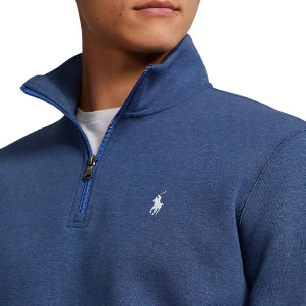 BLUE Double Knit Quarter Zip Pullover CLOSEUP