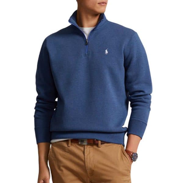 Double Knit Quarter Zip Pullover BLUE