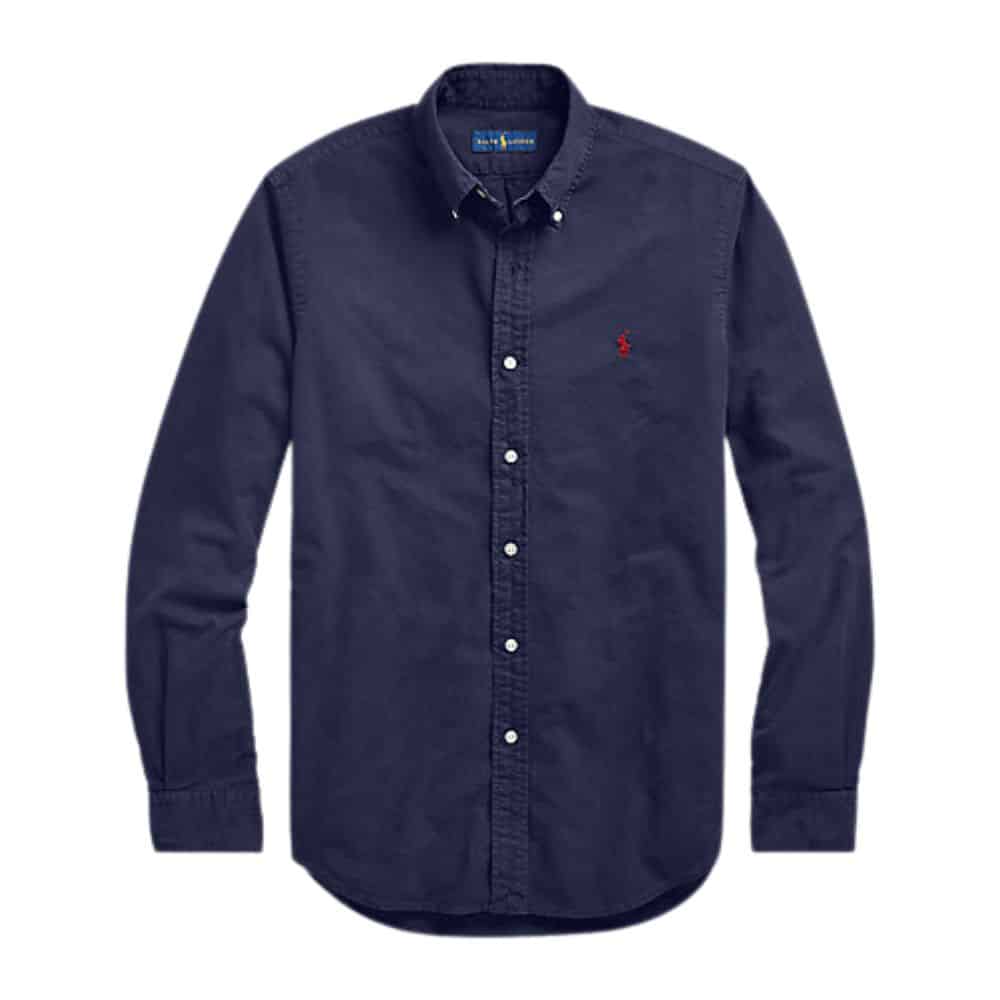 POLO RALPH LAUREN CUSTOM FIT GARMENT DYED NAVY OXFORD SHIRT 2