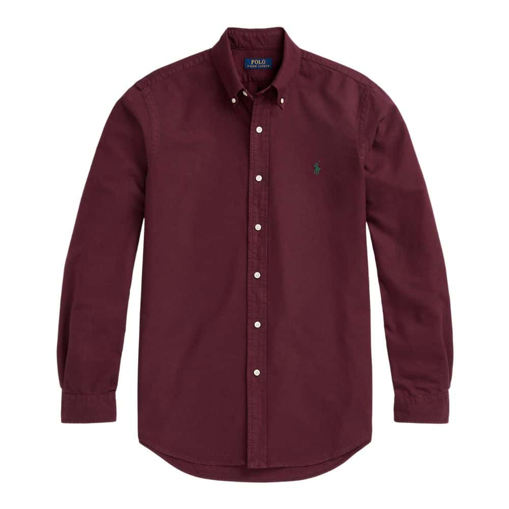 POLO RALPH LAUREN CUSTOM FIT OXFORD SHIRT HARVARD WINE