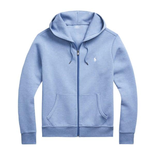 POLO RALPH LAUREN DOUBLE KNIT FULL ZIP LATTICE BLUE HEATHER HOODIE