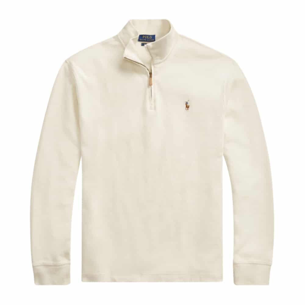 POLO RALPH LAUREN ESTATE RIB QUARTER ZIP FOG BLUE JUMPER 4