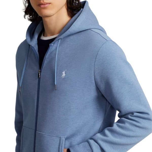 POLO RALPH LAUREN POLO BLUE FLEECE ZIP UP HOODIE DETAIL