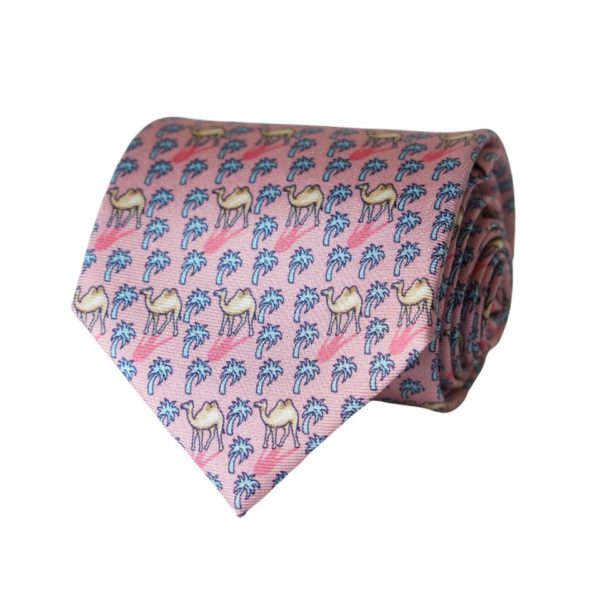 WARWICKS PURE SILK CAMEL CANDY PINK TIE 1