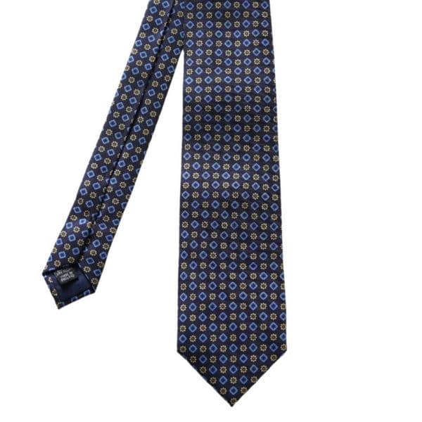 WARWICKS PURE SILK GEOMETRIC NAVY TIE 1