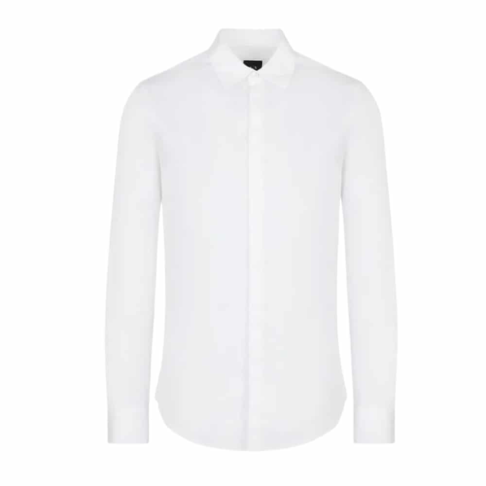 Armani Exchange Concealed Button Front White Shirt