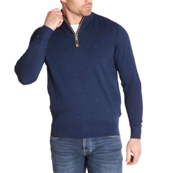 BUGATTI Pure Cotton Navy Blue Half Zip Jumper Menswearonline 1