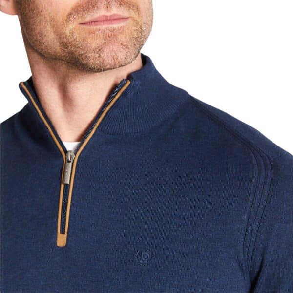 BUGATTI Pure Cotton Navy Blue Half Zip Jumper Menswearonline 2