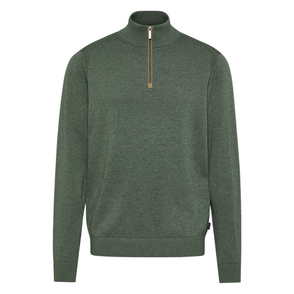 Bugatti Pure Cotton Green Half Zip Jumper Front Menswearonline