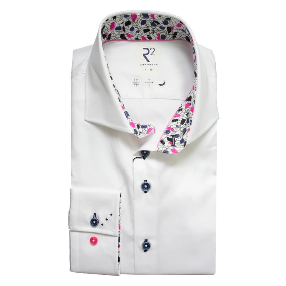 R2 Amsterdam Liberty Prism Trim Collar White Shirt