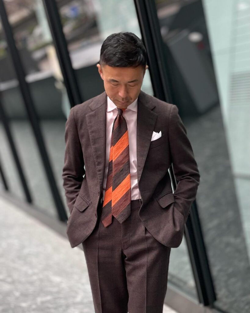 Takayuki brown menswear look