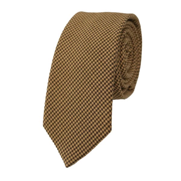 Warwicks Silk Puppy Tooth Check Beige Tie