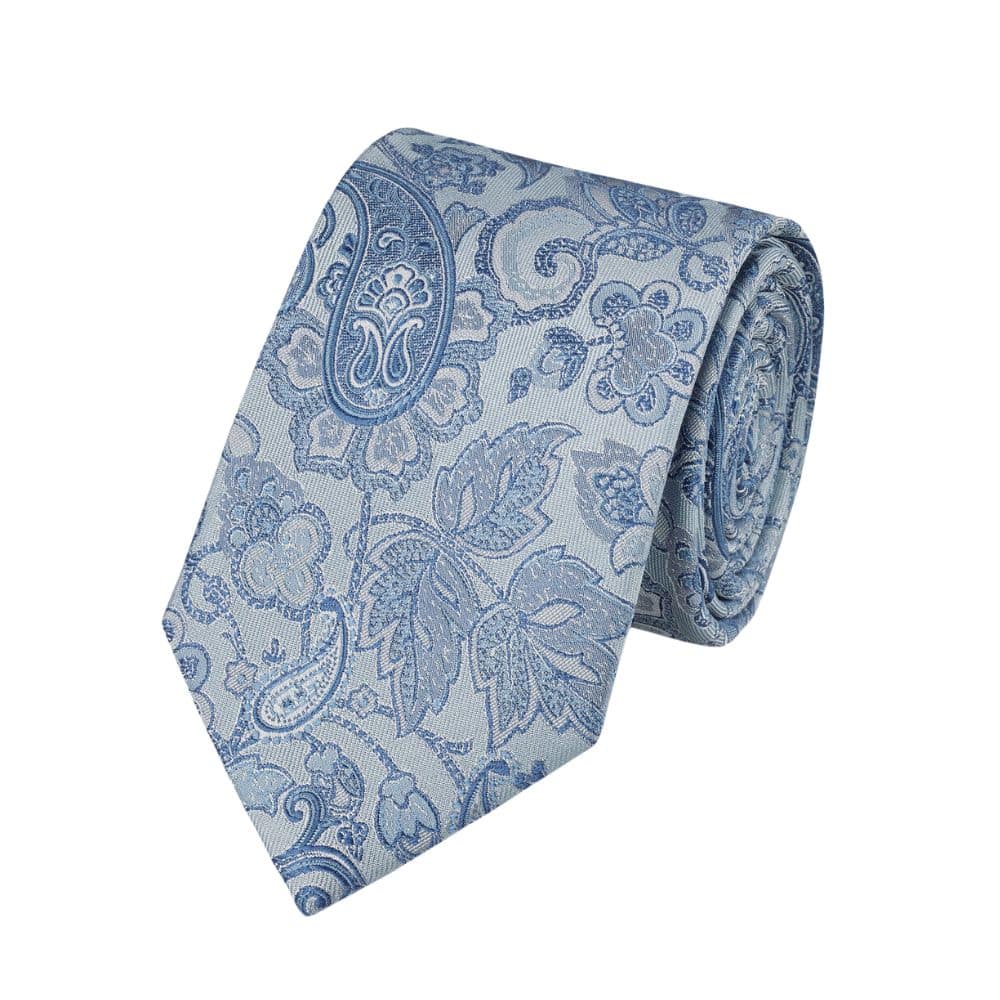 AMANDA CHRISTENSEN Light Blue Paisley Silk Tie