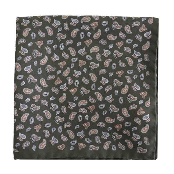 AMANDA CHRISTENSEN PAISLEY Green POCKET SQUARE