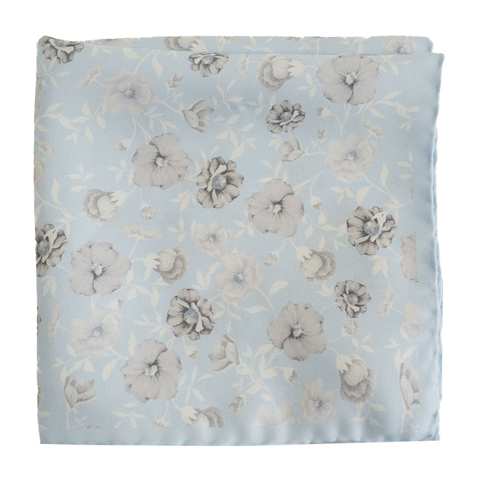 AMANDA CHRISTENSEN floral pattern blue POCKET SQUARE