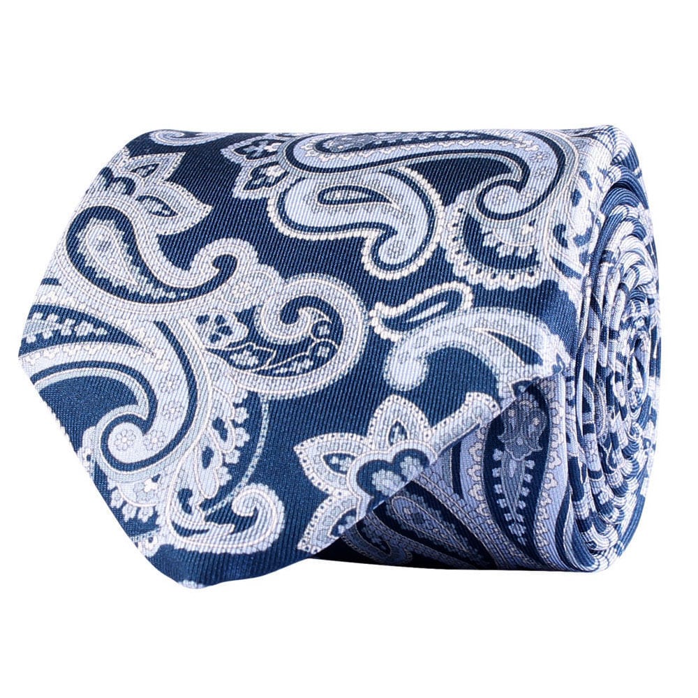 Amanda Christensen Navy dark blue Tie with Paisley Pattern