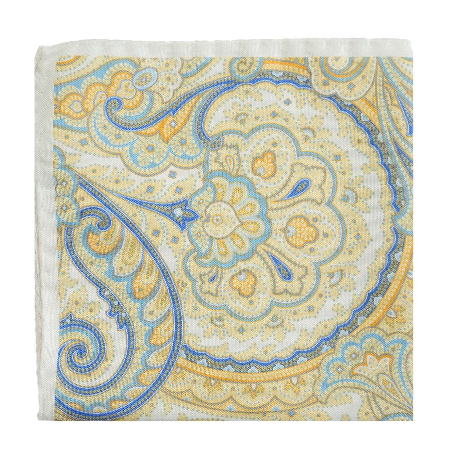 Amanda Christensen yellow pocketsquare with floral pattern