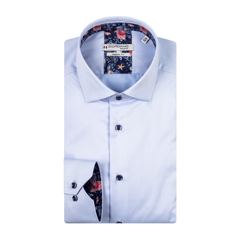 Giordano Maggiore Sea Life Trim Semi Cutaway Blue Shirt