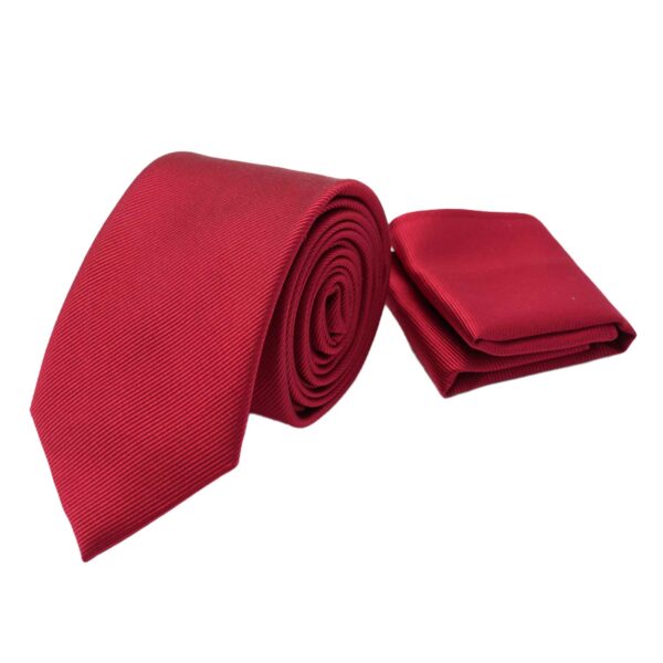 VAN BUCK Solid Red Tie & Pocket Square Set