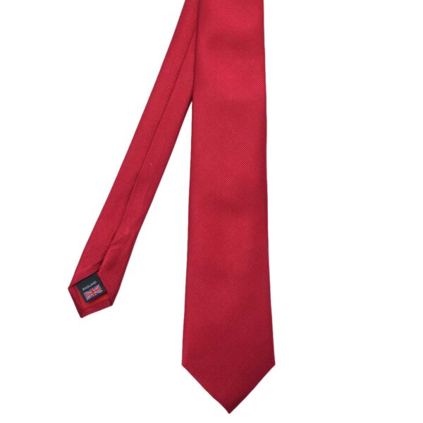 VAN BUCK Solid Red Tie & Pocket Square Set - Image 2