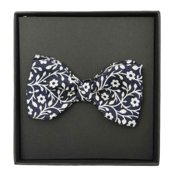 Warwicks Pre-Tied Navy Bow Tie with Floral Pattern