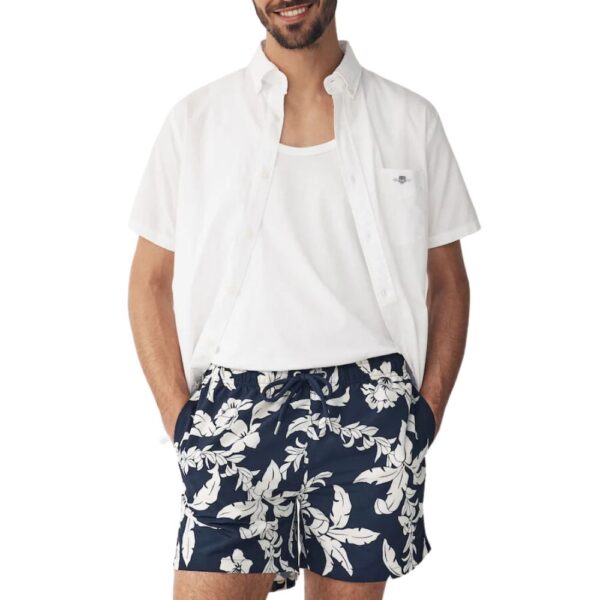 GANT Regular Fit Palm Patterned Swim Shorts