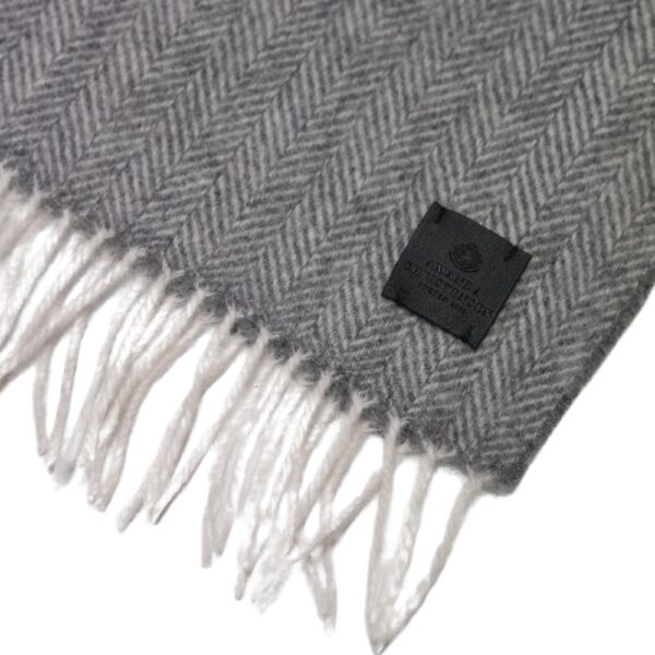 Amanda Christensen Herringbone Wool Grey Scarf fabric