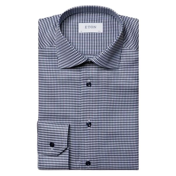 ETON Navy Houndstooth Signature Twill Shirt