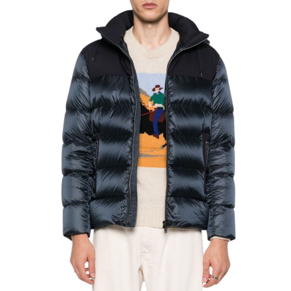 Herno panelled padded navy jacket 2