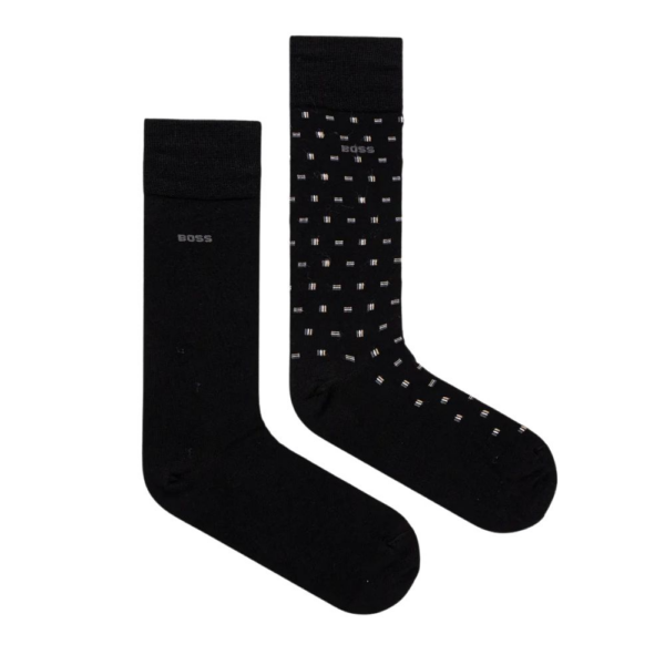 BOSS 2 Pack Regular Length Black Socks With Stretch