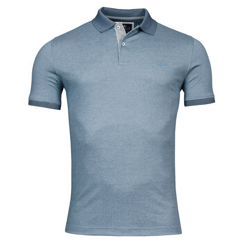 Baileys Textured Light Blue Cotton Polo Shirt