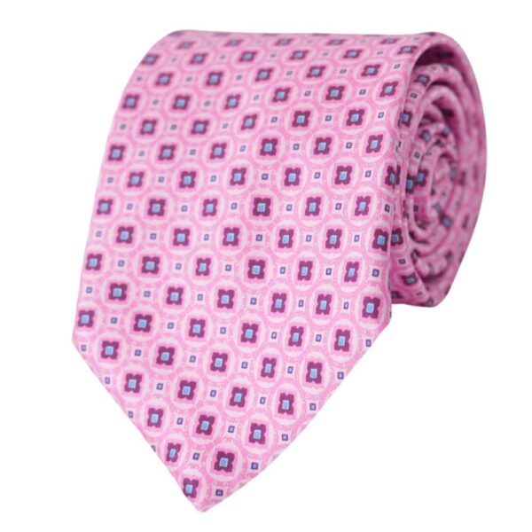 Canali Pink Tie with Geometric Pattern 2