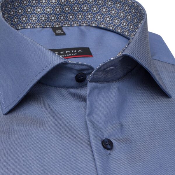 ETERNA 1863 Long Sleeve Print Collar Blue Shirt Collar