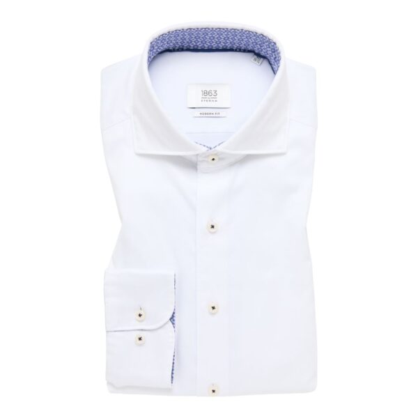 ETERNA Modern Fit White Shirt with Pattern Collar