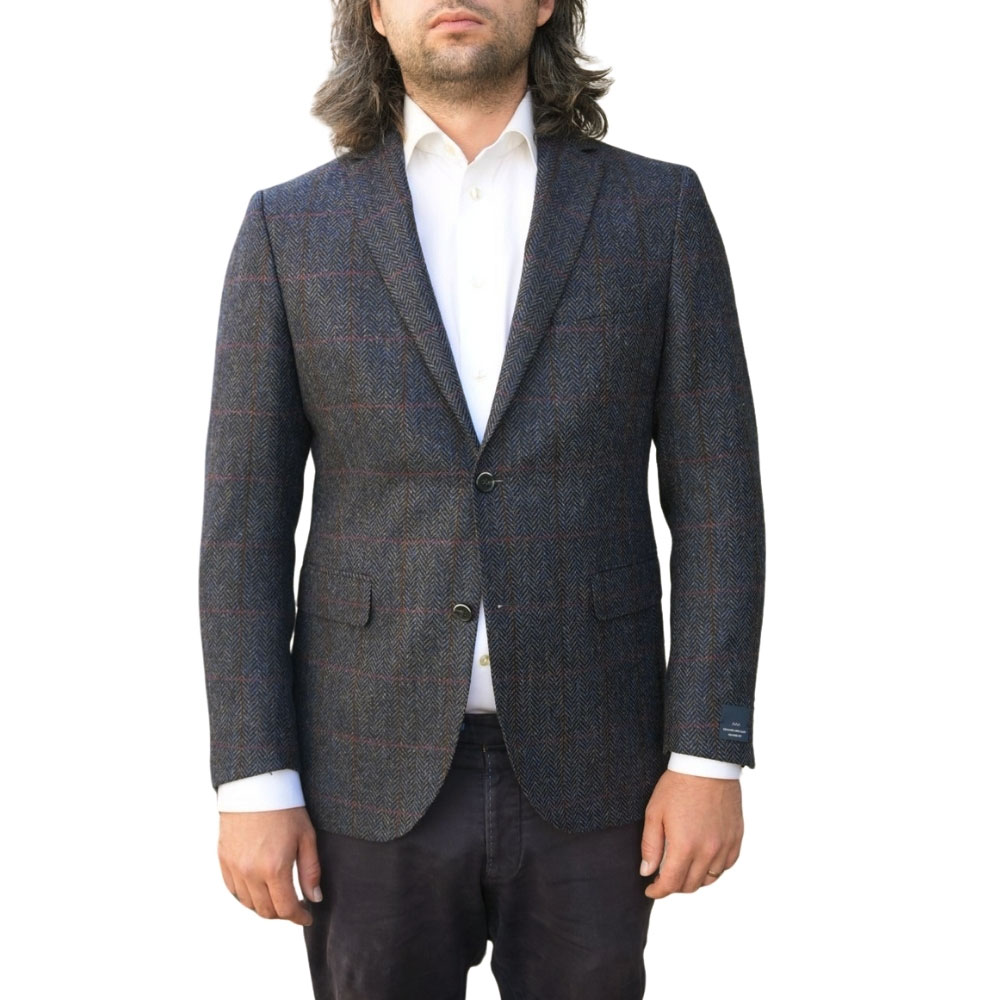 Eduard Dressler Hirringbone Check Navy Jacket