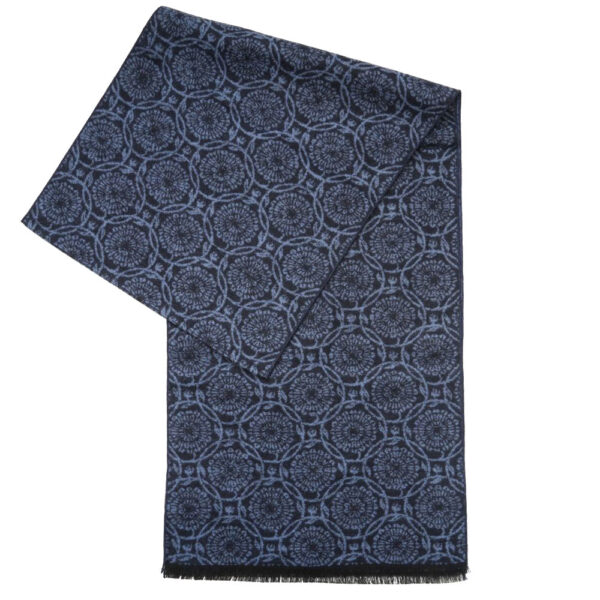 Eterna Navy Scarf with Mosaic circle pattern 2