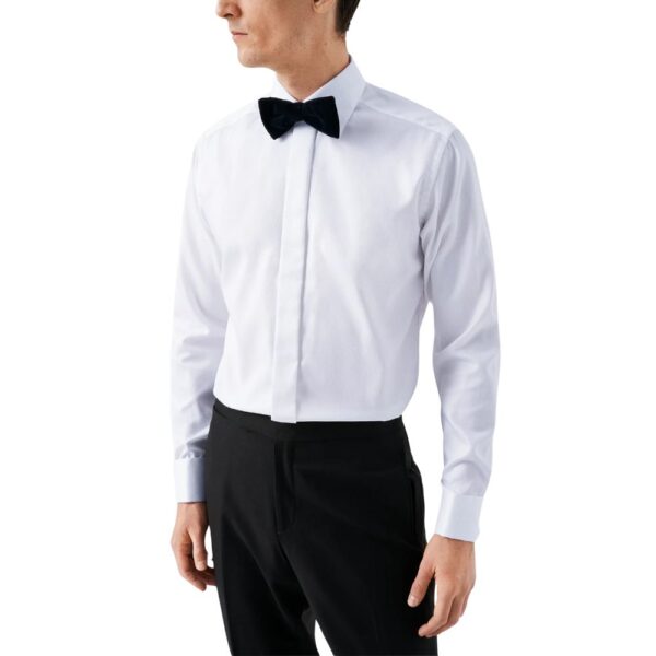 Eton Dobby White Tuxedo Shirt with French Cuff Front