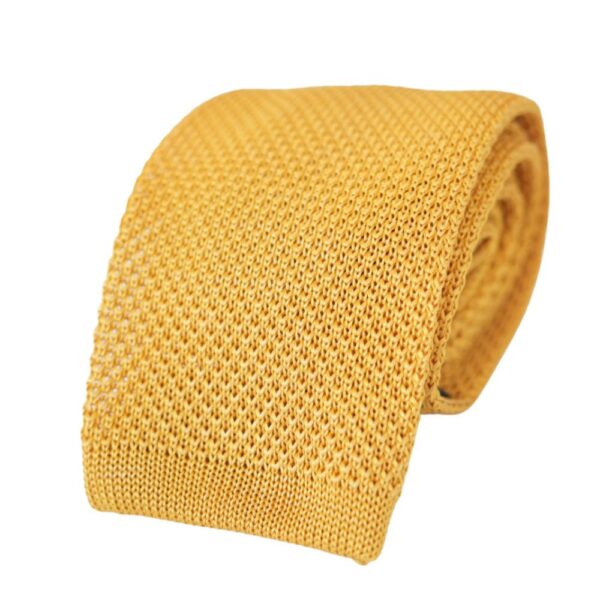 Warwicks Gold Knitted Square Neck Tie 4