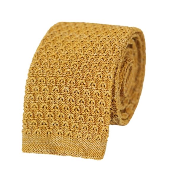 Warwicks Gold Knitted Square Neck Tie