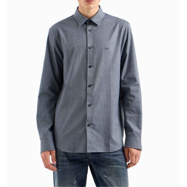 Armani Exchange Micro Patterned Black And Grey Shirt