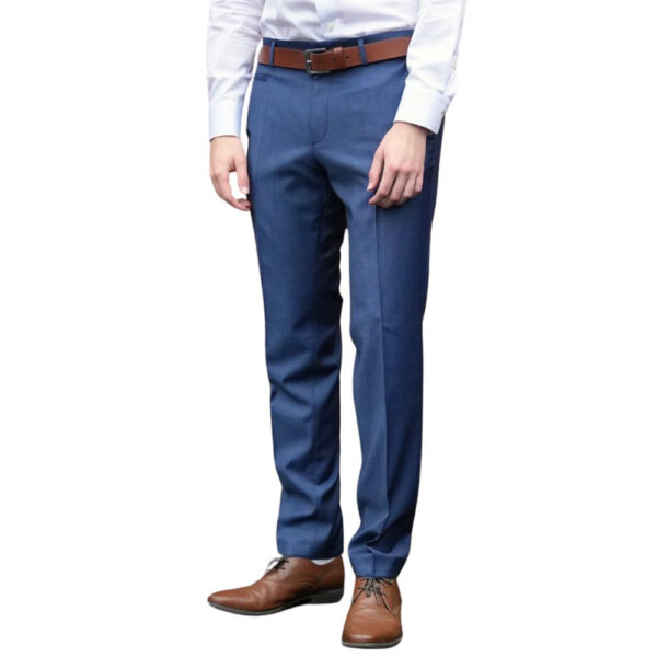 BOSS Genius Blue Slim Fit Trousers in Stretch Wool side