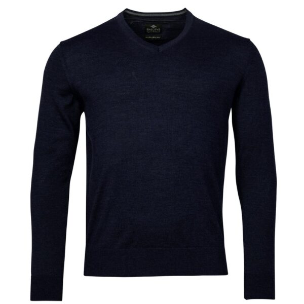 Baileys Merino Wool Navy V Neck Jumper